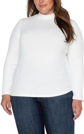Liverpool L.A. Rib Mock Neck Top in Snow at Nordstrom Rack, Size 1X