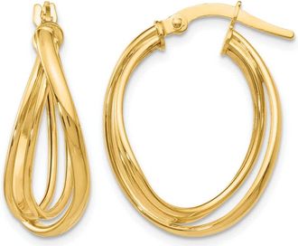 Diamond2Deal 14K Yellow Gold Round Twist Hoop Earrings