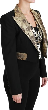 Dolce & Gabbana Womens Black Jacquard Vest Blazer Coat Wool Jacket Clothing