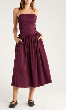 Damson Madder Angelina Organic Cotton Sateen Dress in Fig at Nordstrom Rack, Size 10 Us / 14 Uk