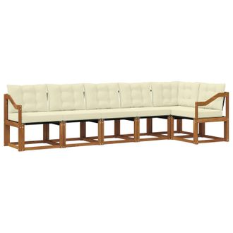 vidaXL Conjunto De Sof&aacute;s De Exterior Con Coj&iacute;n 6 Pcs Natural Y Crema Vidaxl