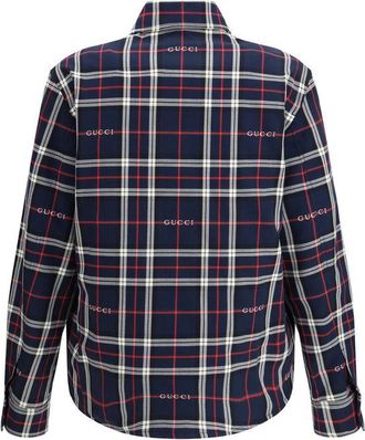 Gucci Tartan Cotton Jacquard Shirt - Navy
