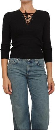 Marella Maglia-Canottiera-Top - Dames - V-hals truien - Zwart - L - Wol - Truien & Vesten