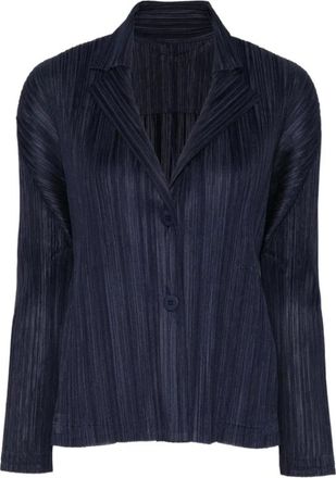 Issey Miyake Pleats Jacket - Dames - Jassen - Blauw - Maat: 2XL Poliester