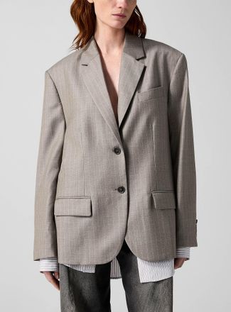 Acne Studios Womens Fine-striped layered-look jacket