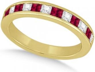 Allurez Channel Ruby & Diamond Wedding Ring 14k Yellow Gold (0.70ct)