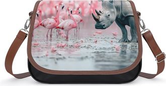 Generic Rhino Flamingos Womens Crossbody Bag Fashion Shoulder Handbags Message Tote Bag with Adjustable Strap