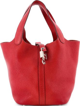 Herm&egrave;s Picotin Lock Bag Clemence PM bucket bag - Rosso