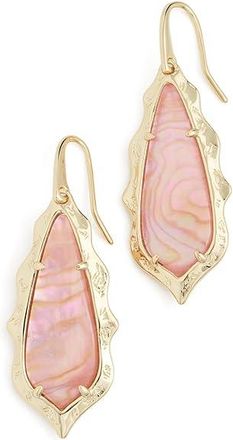 Kendra Scott Adriana Scallop Frame Drop Womens Earrings Earring Gold Light Pink Iridescent Abalone, Brass
