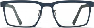 Blackfin Bf1061 Irvine Deep Blue Beta Titanium Rectangular Eyeglasses with Orange Accents