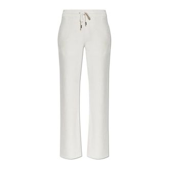 Versace Sweatpants, female, Beige, Size: 2XS Wool-Blend Flared Towel Pants