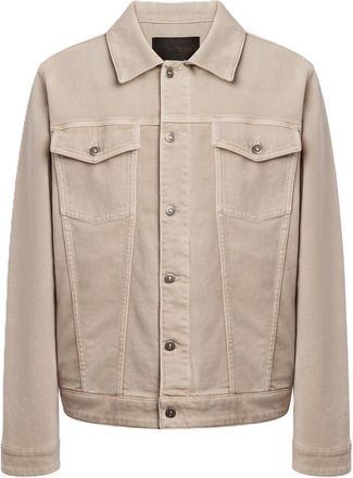 Dondup Structured Beige Denim Jacket with Flap Pockets