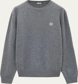 Loewe Mens Wool Mini-Anagram Crewneck Sweater