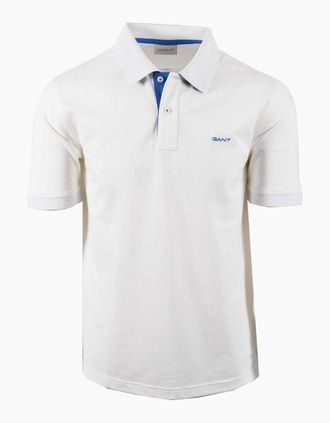 GANT Mens GANT CONTRAST PIQUE POLO EGGSHELL - White - Size: 38