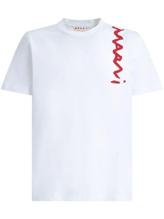 Marni Lettering-deteiling t-shirt - men - Cotton - 44 - White