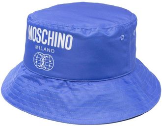 Moschino logo-print bucket hat - men - Polyester/Viscose - M - Blue