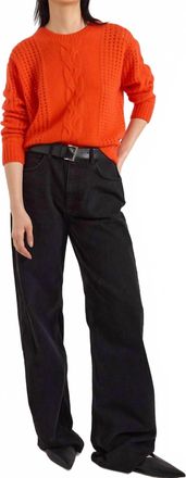 Brodie Amara Cable Cashmere Silk Crewneck Jumper In Persimmon
