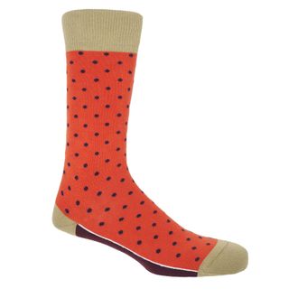 Peper Harow Pin Polka Mens Socks - Orange