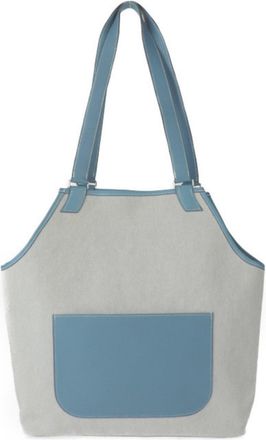 Hermès Blue Jean Natural Toile H Taurillon Clemence Leather Handbag Shoulder Bag Tote Bag (Pre-Owned)