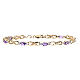 Diamant L'&eacute;ternel Womens 9ct Yellow Gold Ladies Diamond and Amethyst Bracelet - One Size