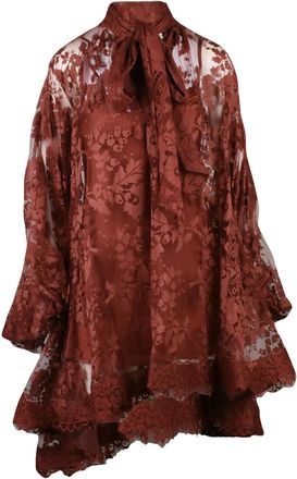 Zimmermann Lace-Embellished Silk Mini Dress With Puff Sleeves