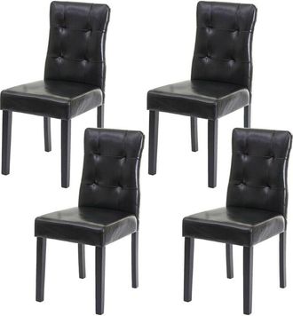 Hhg Juego De 4 Sillas De Comedor Hhg 984, Silla De Comedor, Certificado Mvg, Piel Sint&eacute;tica Negra, Patas Oscuras