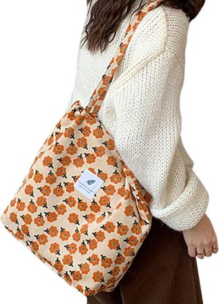 Generic Women Vintage Corduroy Totes Printed Casual Handbag Shopping Holiday Bags