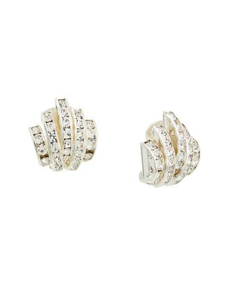 Magda Butrym Magda Butrym Silver Plated Crystal Stud Clip-On Earrings