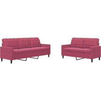 vidaXL Vidaxl - Juego De Sof&aacute;s Con Cojines 2 Piezas Terciopelo Rojo Tinto