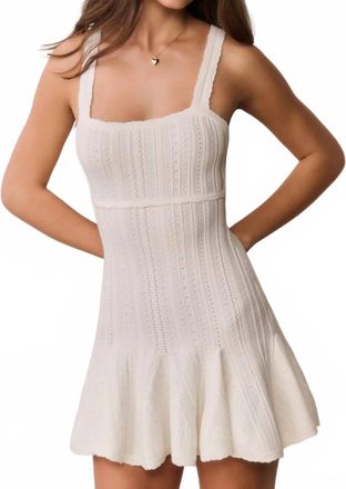 LoveShackFancy Tabatha Stretch Pointelle Mini Dress In White Tea