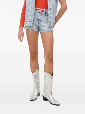 Miss Sixty mushroom-embellished denim shorts - women - Cotton - 26 - Blue