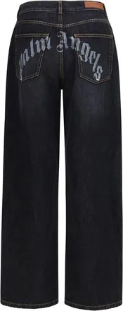 Palm Angels Wide-Leg Cotton Denim Jeans - Black