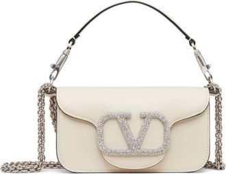 Valentino Garavani Loc&ograve; Kleine Leren Schoudertas - Dames - Handtassen - Beige - ONE Size - Leer - Tassen