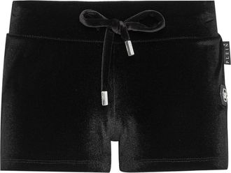 Philipp Plein Gothic Plein-print velvet shorts - women - Elastane/Polyester - M - Black