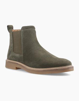 Hush Puppies Mens Hush Puppies Gareth Chelsea Leather Mens Khaki Boots - Green - Size: 10