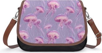 Generic Jellyfish Pattern Womens Crossbody Bag Fashion Shoulder Handbags Message Tote Bag with Adjustable Strap