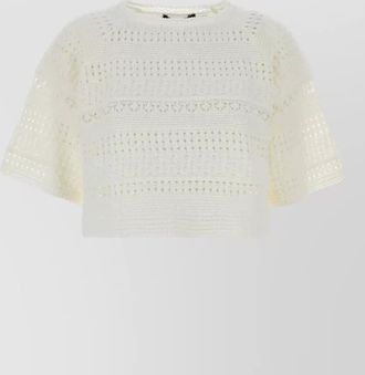 Max Mara crochet knit top round neck short sleeves