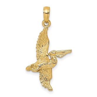 Diamond2Deal 14k Yellow Gold 3-D Pelican Flying Charm