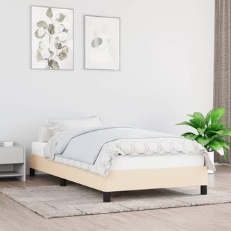 vidaXL Estructura De Cama Sin Colch&oacute;n Tela Crema 90x200 Cm Vidaxl