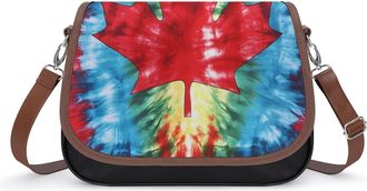 Generic Tie Dye Canadian Flag Small Womens Crossbody Bags Shoulder Handbag with Adjustable Strap for Travel