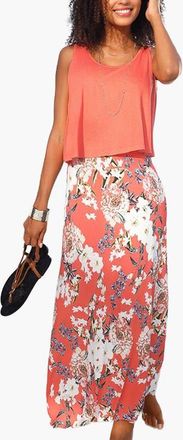 Lascana Layered Look Maxi Dress in Coral-Patterned at Nordstrom, Size 10