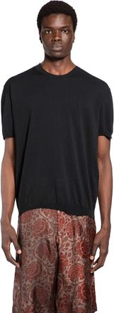 Uma Wang Frayed Stripe Cotton Knit Top