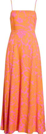 Sugarlips Kaci Floral Vin Smocked Maxi Dress in Fuchsia-Orange at Nordstrom, Size X-Large