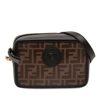 Fendi Pre-owned Womens Glazed Fabric Vitello Century Ff 1974 Camera Bag - Dark Brown Textile - One Size
