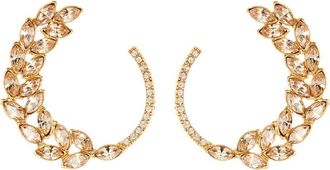 Oscar De La Renta Navette & Pavé Hoop Earrings in Silk at Nordstrom
