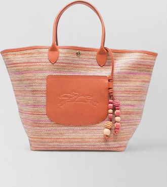 Longchamp tote bag woven texture silk fabric