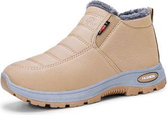 Generic Womens Winter Snow Boots Mid-Calf House Platform Footwear Waterproof Faux Fur Lining Short Boots Mom And Senior Ankle Boots(Brown,9.5 UK)