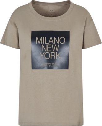 A|X Armani Exchange Zacht Katoenen T-shirt - Dames - T-shirts - Bruin - S - Katoen - Tops