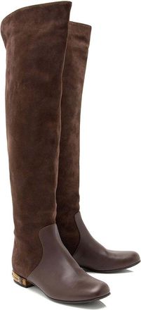 Gucci Womens Leather Suede Leather Bamboo Heel Knee High Boot (Authentic Pre-Loved)