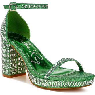 London Rag Ronan Crystal Embellished Platform Sandal in Green at Nordstrom Rack, Size 7
